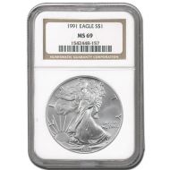 1991 American Silver Eagle - NGC MS 69