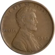 1909 VDB Lincoln Wheat Penny - XF (Extra Fine)