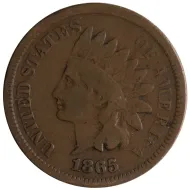 1865 Indian Head Penny Fancy 5 - Very Good (VG)