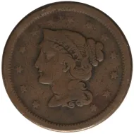 1856 Large Cent Slanted 5 - Fine (F)