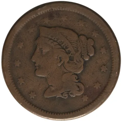 1856 Large Cent Slanted 5 - Fine (F)