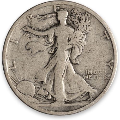 1938 D Walking Liberty Half Dollar - F (Fine) Details - Improperly Cleaned