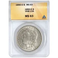 1890 O Morgan Dollar Vam 13a - ANACS MS63