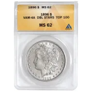 1896 Morgan Dollar Vam 4a - ANACS MS62