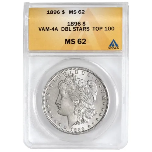 1896 Morgan Dollar Vam 4a - ANACS MS62