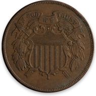 1865 2 Cent Plain 5 - XF (Extra Fine)
