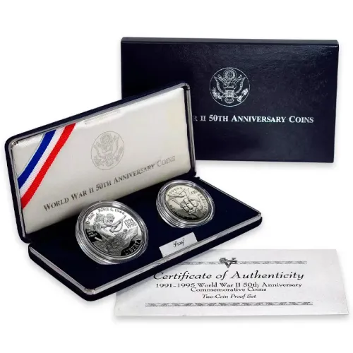 1991 - 1995 World War II 2 Coin Proof Coin Set