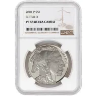 2001 P American Buffalo Silver Dollar - NGC PF 68