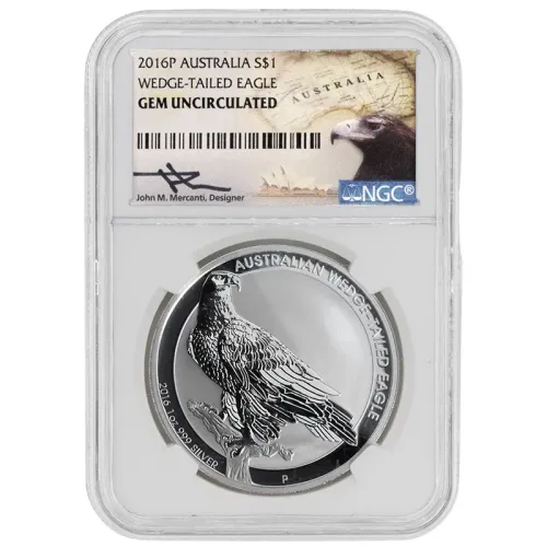 2016 Australia 1oz Silver Wedge-Tailed Eagle - NGC Gem Unc - Mercanti Sig