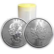 1 oz Canadian Silver Maple Leaf - BU Roll - 25 Coins (Date of Our Choice)