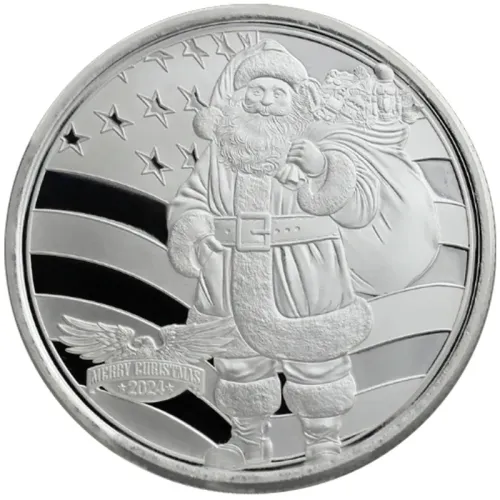 2024 Merry Christmas Patriotic Santa Claus 1oz .999 Silver Round