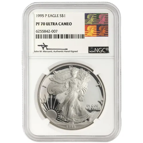 1995 American Silver Eagle - NGC PF 70 Mercanti Signature