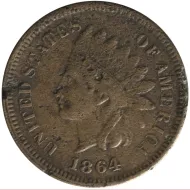 1864 Indian Head Penny L - Fine Details Pitted