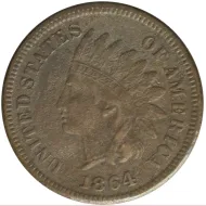 1864 Indian Head Penny L - Extra Fine Details - Corrosion