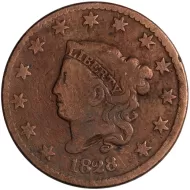 1828 Large Cent - Large Date - Very Good Details - Cleaned