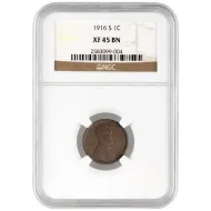 1916 S Lincoln Wheat Penny - NGC XF 45 BN