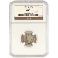 1916 D Mercury Dime - NGC AG 3