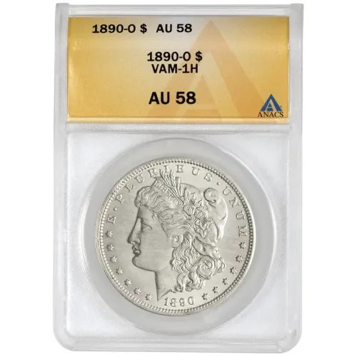 1890 O Morgan Dollar Vam 1h - ANACS AU58