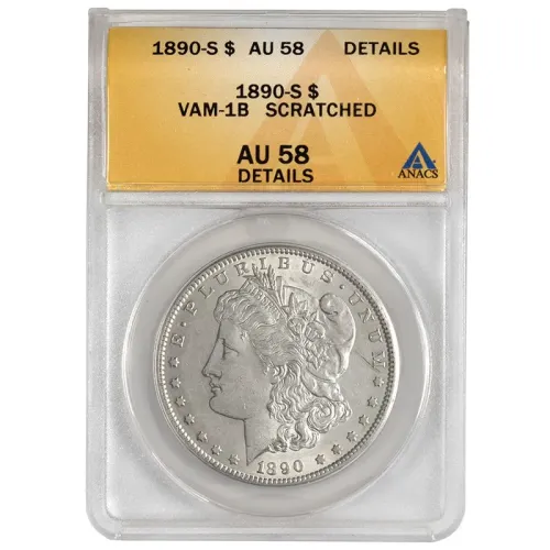 1890 S Morgan Dollar Vam 1b - ANACS AU 58 Scratched