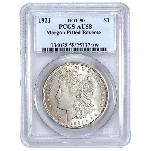 1921 Morgan Dollar Pitted Reverse - PCGS AU58