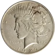 1927 D Peace Dollar - AU Details - Improperly Cleaned #1