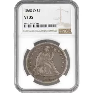 1860 O Liberty Seated Dollar - NGC VF35