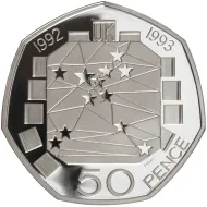 1992 1993 United Kingdom Proof 50 Pence Coin