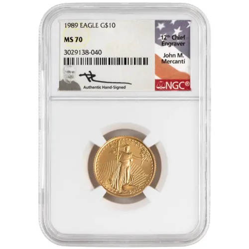 1989 1/4 oz. American Gold Eagle - NGC MS70 Mercanti