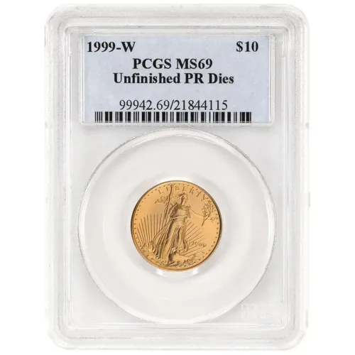 1999 W 1/4 oz. American Gold Eagle - Unfinished Proof Dies - PCGS MS69