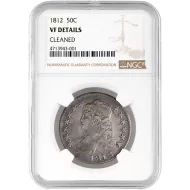 1812 Capped Bust Half Dollar - NGC VF (Very Fine) Details Cleaned
