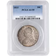 1833 Capped Bust Half Dollar Small Letters - PCGS AU55
