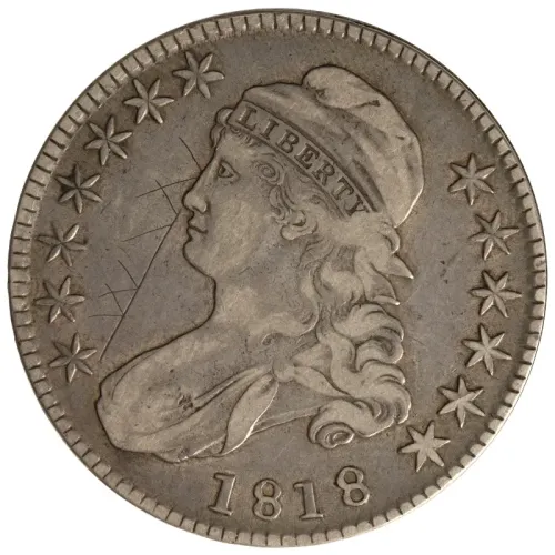 1818 Capped Bust Half Dollar - Very Fine Details Graffiti