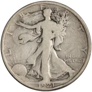 1921 D Walking Liberty Half Dollar - Very Good Details - Damaged