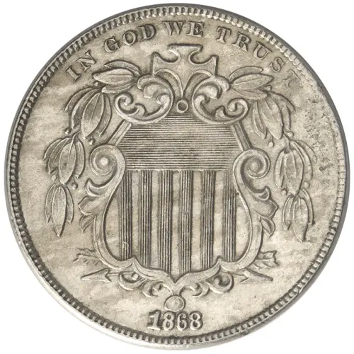 1868 Shield Nickel - AU Details Damaged