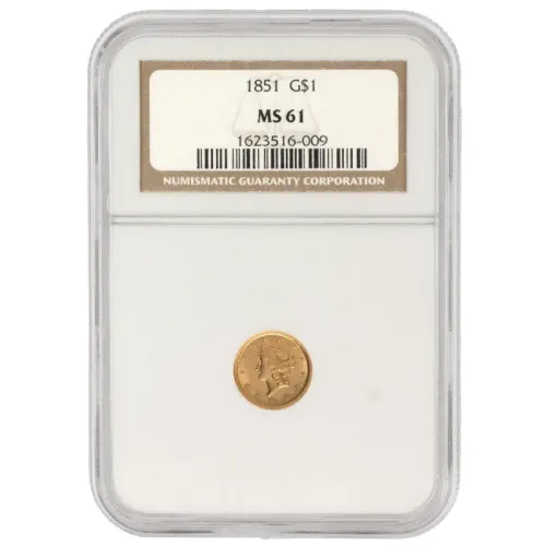 1851 $1 Gold Liberty - NGC MS61