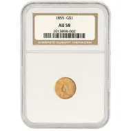 1855 $1 Gold Liberty - NGC AU58