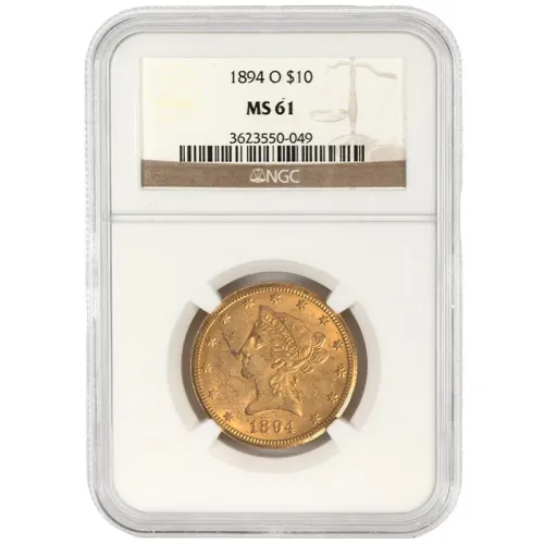 1894 O $10 Gold Eagle Liberty Head - NGC MS61