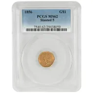 1856 $1 Gold Liberty - Slanted 5 - PCGS MS62