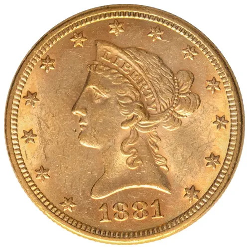 1881 $10 Gold Eagle Liberty Head - Almost Uncirculated