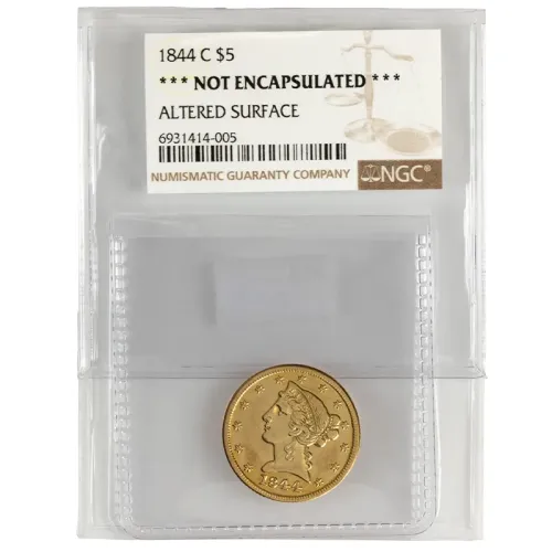 1844 C Liberty $5 Gold Half Eagle - NGC Not Encapsulated Altered Surface