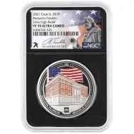 2021 Cook Is $5 1oz Silver - Franklin Institute of Technology UHR - NGC PF70